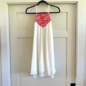 Mini A line white embroidered dress size M